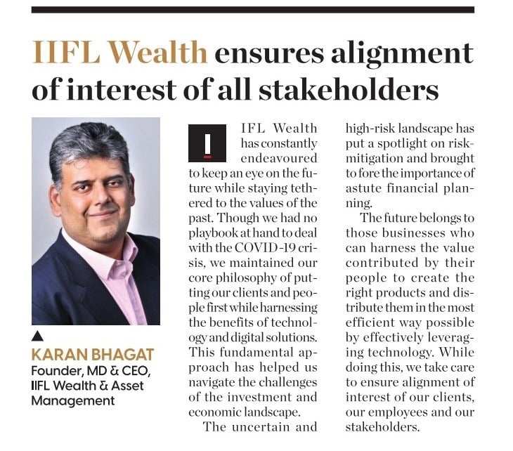 IIFL Wealth ensures alignment of interest of all stakeholders